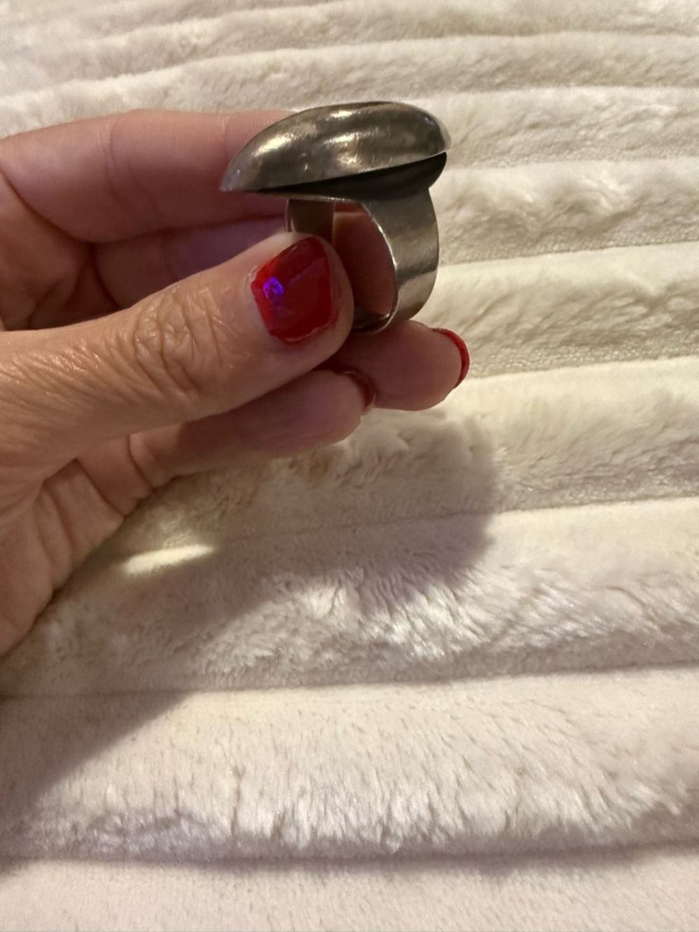Vintage 925 Sterling Silver Mexico Navette Dome Ring Large Statement Minimalist - Picture 6 of 12